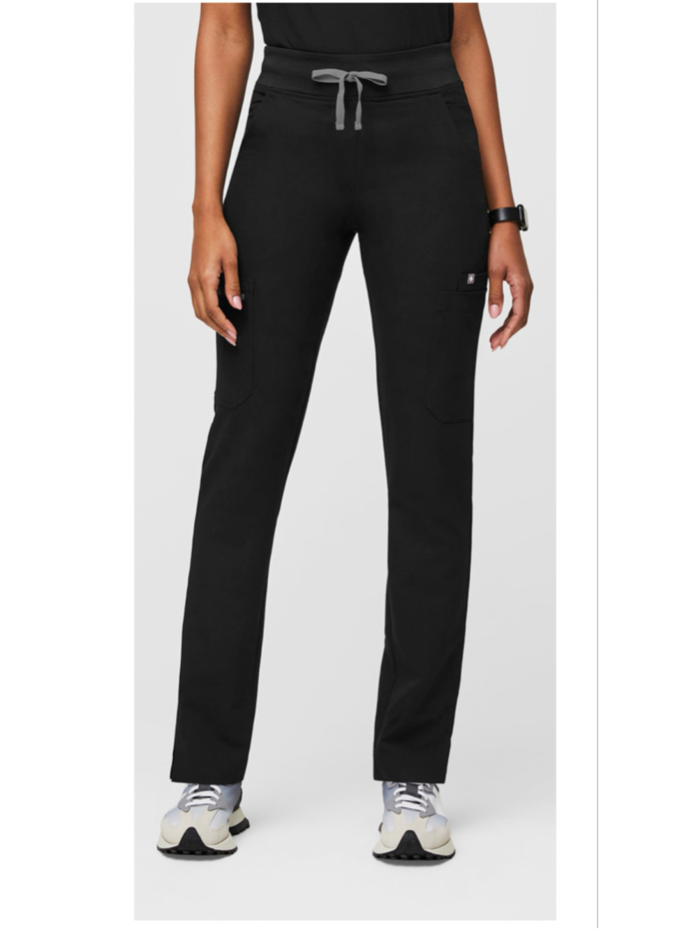 FIGS Yola High Waisted Scrub Pants XL Black Cargo Slim W22SW2013